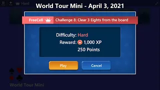 World Tour Mini Game #8 | April 3, 2021 Event | FreeCell Hard