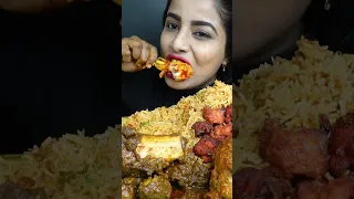 ASMR Eating Spicy Mutton Curry,Whole Chicken Curry,Rice,Biryani,Roti Big Bites ASMR Eating Mukbang