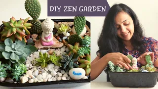 How to make Miniature Zen Garden | Miniature garden DIY I Succulent Arrangement Ideas