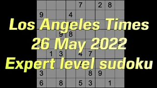 Sudoku Solution – Los Angeles Times sudoku 26 May 2022 Expert level