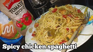 Spicy chicken spaghetti Recipe | chicken and vegetables Spaghetti | Quick and delicious Spaghetti