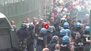 Arrivo degli ultras genoani a Terni, caos e scontri con la Polizia