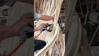 Crafting a Rattan bent sofa by burning wood!🔥