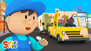 A Big Tow Truck is Covered in Soup | Carl's Car Wash | Cartoon for Kids
