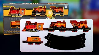 Train Track Play Set with light sound & emit Smoke, Unboxing & Fun