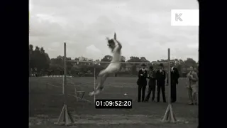 1920s, 1930s Athletics Competition, High Jump and Long Jump Events, Home Movies, 16mm