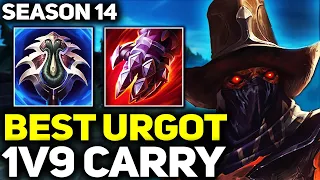 RANK 1 BEST URGOT IN THE WORLD 1V9 CARRY GAMEPLAY! | Season 14 League of Legends