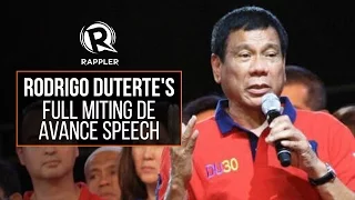 FULL SPEECH: Rodrigo Duterte's speech during his miting de avance