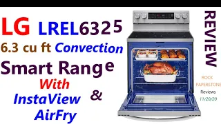 LG 6.3 Cu Ft Electric Convection Smart Range with InstaView and AirFry. Model # LREL6325