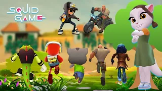 Talking Tom Gold Run vs Subway Surfer vs Sonic Dash vs Metroland vs Jumanji ~ SQUID GAME FUNNY