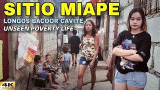 Slum Walk in Sitio Miape Longos Zapote Bacoor City Cavite Philippines | Unseen Poverty Life [4K]