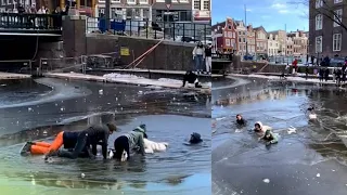 Netherlands Skaters Rescued After Falling Through Cracked Ice