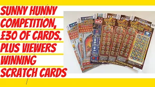 Mix of scratch cards for the Sunny Hunny Competition. Good luck everyone in the draw