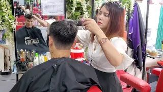 Professional men's haircut service at Vietnam barber shop