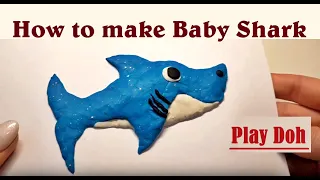 Baby Shark How to Make Play Doh Baby, Mommy, Daddy Shark on White Paper #babyshark #playdoh #howto