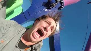 Players from University of Washington, University of Texas ride Tidal Surge at SeaWorld San Antonio