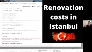 Istanbul Real Estate renovation costs - exact breakdown