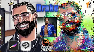 Drawing Drake​⁠ | Rappers as Mortal Kombat Characters | Time Lapse