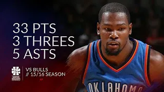 Kevin Durant 33 pts 3 threes 5 asts vs Bulls 15/16 season