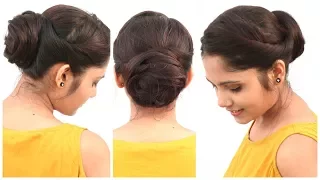 2 Min Easy Bun Hairstyle For Medium Hair | DIY Quick Hairstyle For School, College & Work