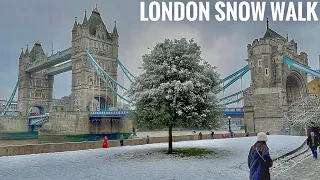 It’s Snowing in London | After Snowfall in London Tower Bridge Dec 2022 | London Snow Walk [4K HDR]