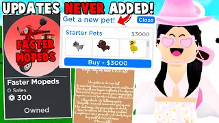 7 Updates Bloxburg Will NEVER ADD! Faster Mopeds, Pets, and More! (Roblox)