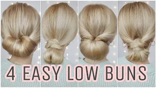 4 LOW MESSY BUN HAIRSTYLES EASY 👑 MEDIUM AND LONG HAIRSTYLES