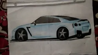 Nissan GTR drawing | how to draw a Nissan GTR sports car #allrounderdriver