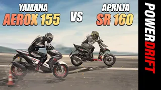 Yamaha Aerox 155 VS Aprilia SR 160 | Drag Race | PowerDrift X Acko Insurance