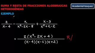 Suma y Resta de Fracciones Algebraicas Heterogéneas