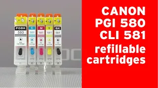 Refillable cartridges for Canon PGI-580 CLI-581 with permanent ink chip