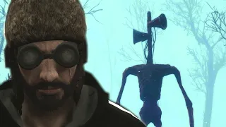 Russian Fights Siren Head (Fallout 4 Whispering Hills)