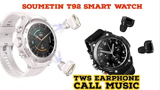 SOUMETIN T92 #Smart Watch Bracelet 2 in 1 TWS #Earphone Call Music Heart Rate Blood Pressure