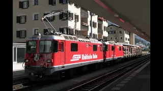 Rhätische Bahn - Großer Verkehrsknoten-Bahnhof Samedan im Engadin - Aufnahmen von 2018-2023