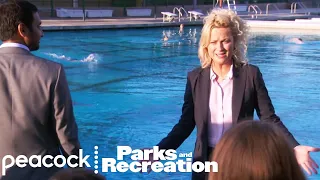 Tom Pushes Jamm into a Pool to Save Leslie | Parks and Recreation