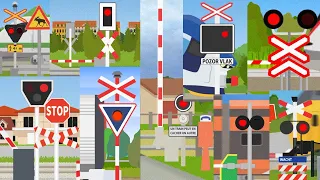【踏切アニメ】倍速★ヨーロッパの踏切と電車総集編Compilation of European trains and railroad crossings cartoon