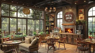 Relaxing Jazz Music ☕ Soft Jazz Music with Crackling Fireplace Sounds at Cozy Coffee Shop Ambience