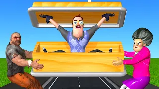 Scary Teacher 3D - Scary Seller Coffin vs Nick and Tani Troll Miss T and Hello Neighbor in Foodshop