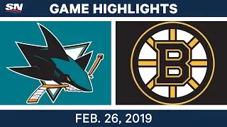 NHL Highlights | Sharks vs. Bruins - Feb 26, 2019