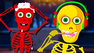 Skeletons Midnight Routine | This Is The Way We Brush Halloween Song + More Spooky Scary Rhymes