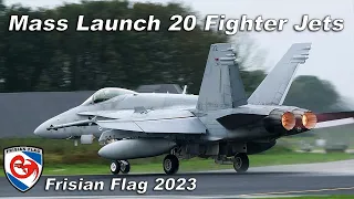 [4K] Frisian Flag 2023; MASS TAKE OFF by 20 Fighter Jets; Leeuwarden on base