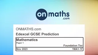 Nov 2023 Predicted Maths GCSE Paper 1 Edexcel (Foundation Paper 1) Non Calculator Exam 1MA1-1F