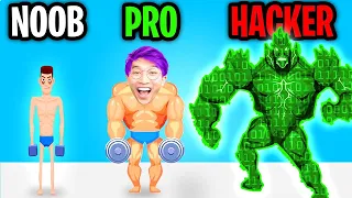 Can We Go NOOB vs PRO vs HACKER In TOUGH MAN APP!? (ALL LEVELS!)