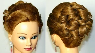 Prom hairstyle for medium long hair. Curly updo tutorial