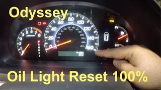 How  to reset oil light 100% on 2010 Honda Odyssey