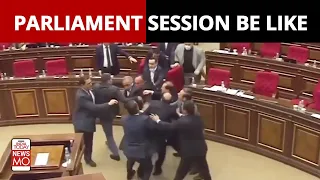 Lawmakers Kicking And Punching Each Other In Armenian Parliament | NewsMo