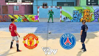 FIFA 24 VOLTA FOOTBALL | RONALDO VS MESSI | MANCHESTER UNITED VS PSG | PENALTY SHOOTOUT - PS5