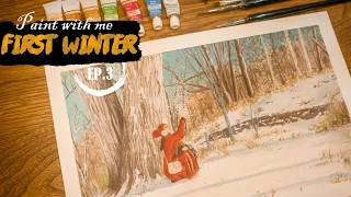 Gouache Painting of "First Winter ・最初の冬(Saisho no Fuyu) " // Paint with me Ep. 3