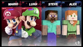 Super Smash Bros Ultimate Amiibo Fights – Steve & Co #251 Mario & Luigi vs Steve & Alex
