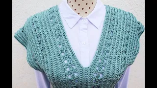 INCREDIBLE BLOUSE OR VEST WITH JUST ONE RECTANGLE KNITTING EASY AND QUICKLY